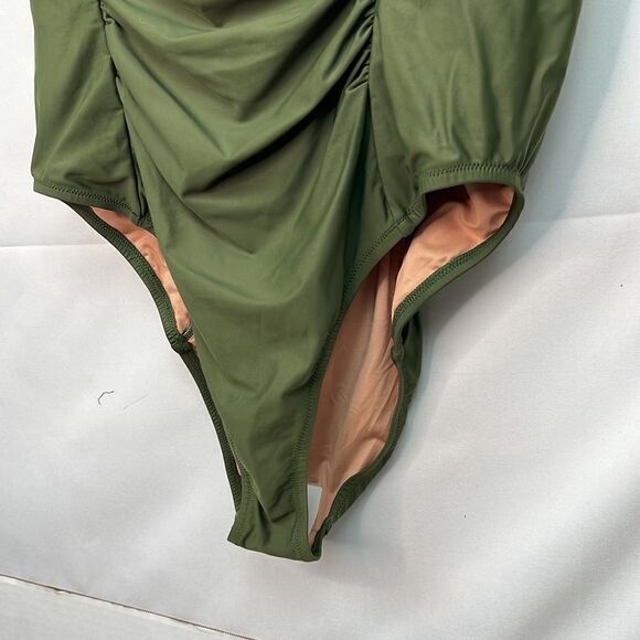J.Crew Olive Green ruched wide strap swimsuit NWT - Picture 6 of 15